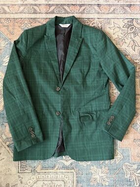 Cat & Jack boys Green Plaid Check 2-button Blazer